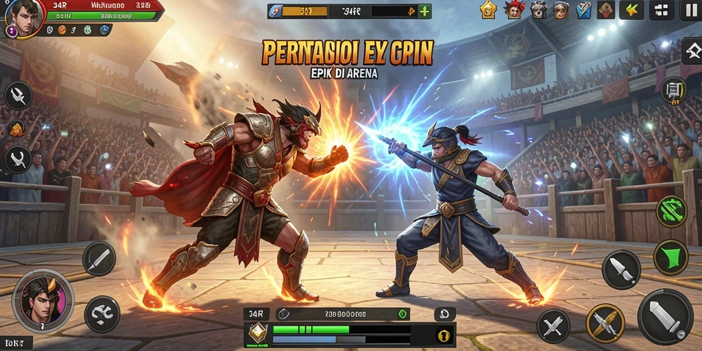 Gameplay Fighting 34R yang intens dan mendebarkan.
