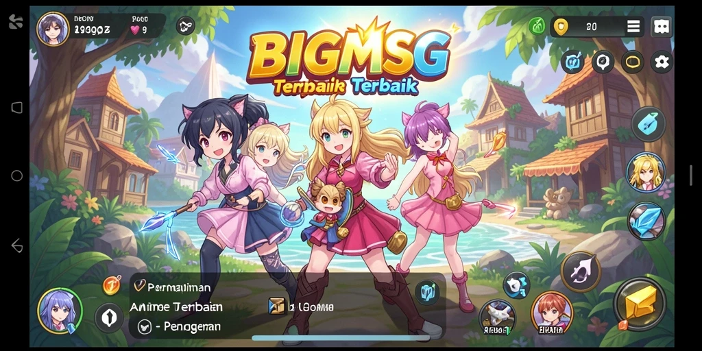 Screenshot gameplay BIGMSG yang menampilkan karakter Anime yang dinamis.