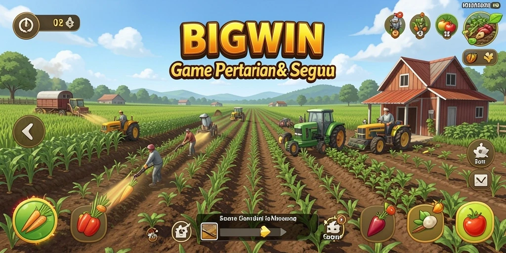 Screenshot BIGWIN menampilkan gameplay seru dalam bertani dan merawat hewan.