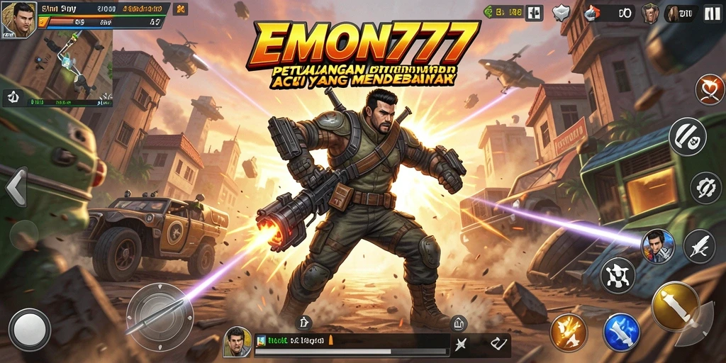 Tampilan gameplay intens dari EMON777 yang penuh aksi.