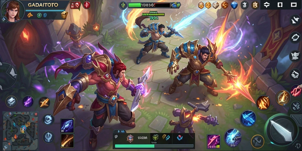 Tampilan gameplay GADAITOTO yang seru dalam pertempuran MOBA.