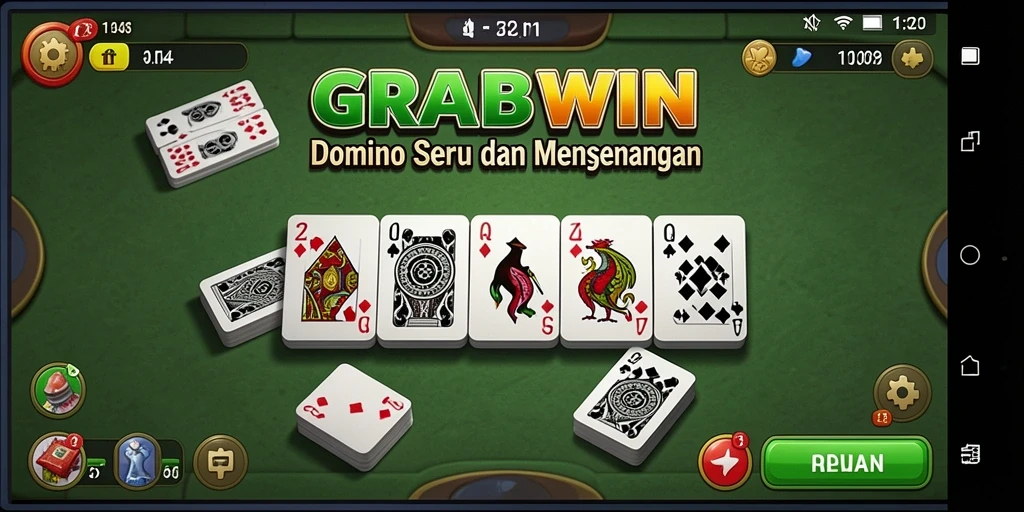 Screenshot gameplay GRABWIN menampilkan aktivitas seru permainan Domino.