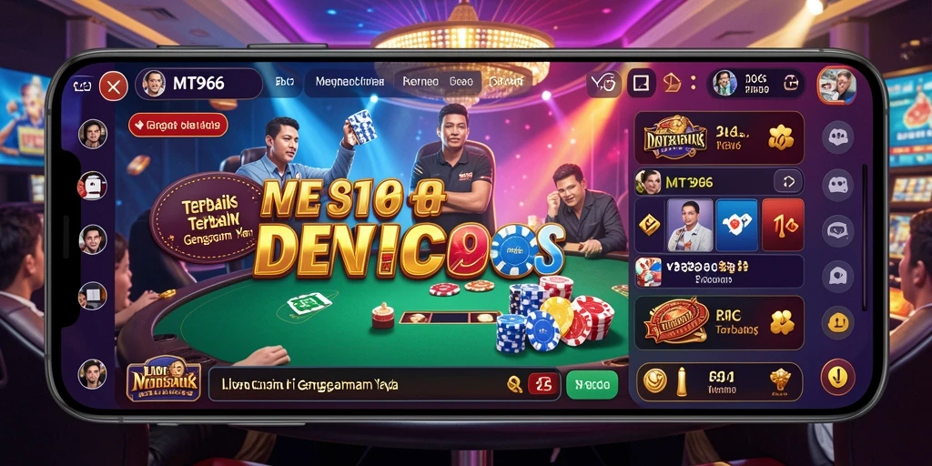 Screenshot gameplay Live Casino MT966 dengan dealer profesional dan interaksi pemain.
