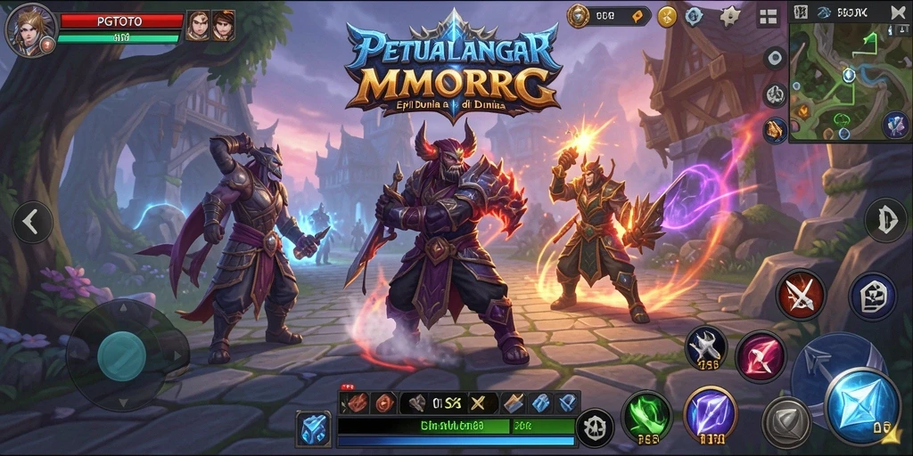 Screenshot dalam aksi PGTOTO yang menunjukkan pertempuran epik di dunia MMORPG.