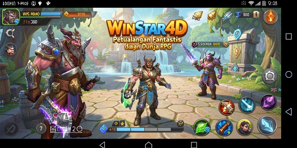 Screenshot gameplay WINSTAR4D menampilkan pertarungan seru dan karakter yang kuat.