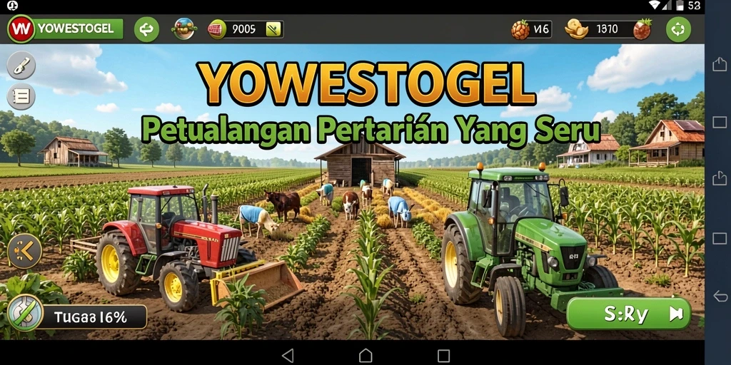 Screenshot gameplay YOWESTOGEL menampilkan suasana pertanian yang asri.